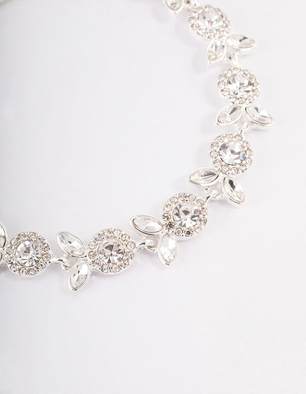 Silver Diamante Flower Bracelet