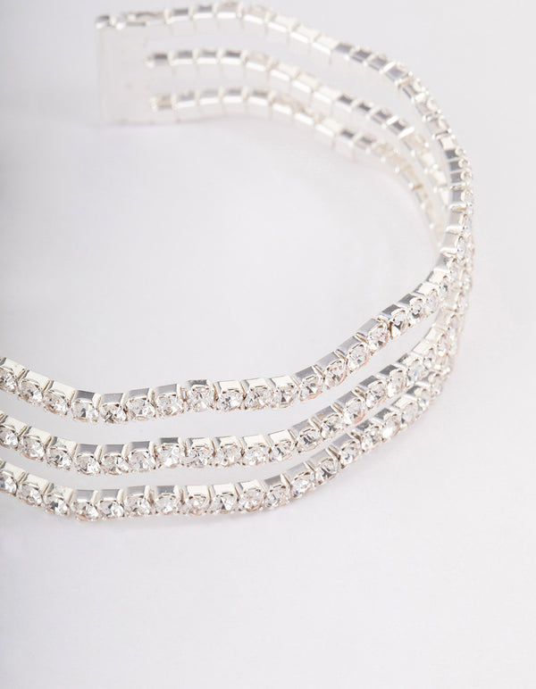 Silver Diamante Wave Cupchain Wrist Cuff