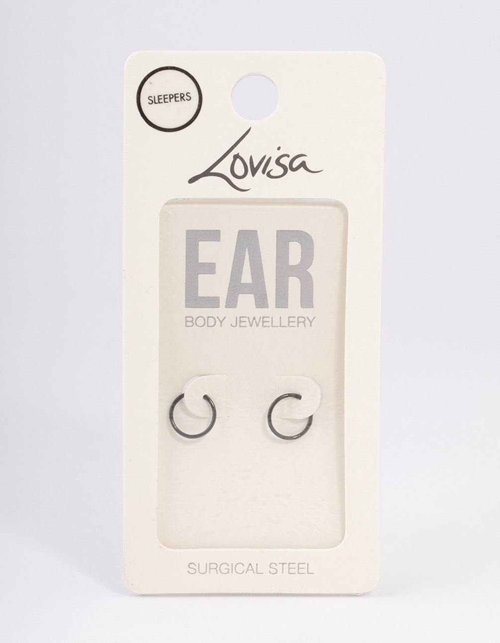 Black Coated Surgical Steel Fine Sleeper Earrings 8mm