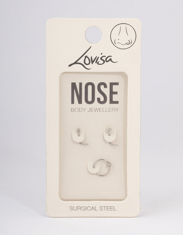 Surgical Steel Pave Ball Nose Stud Pack