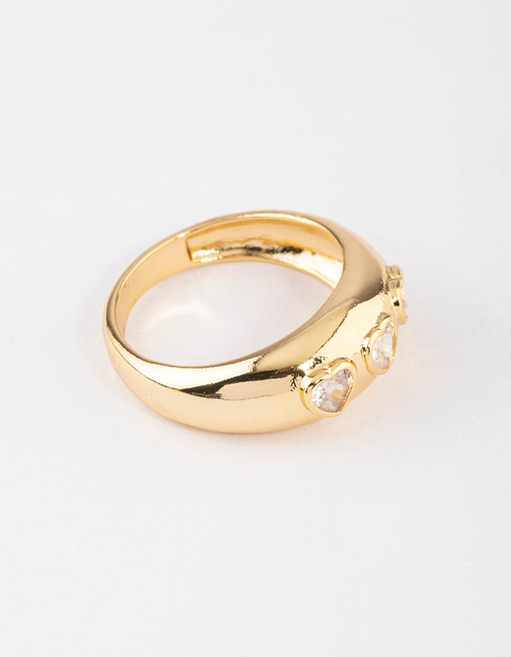 Gold Plated Triple Heart Cubic Zirconia Ring