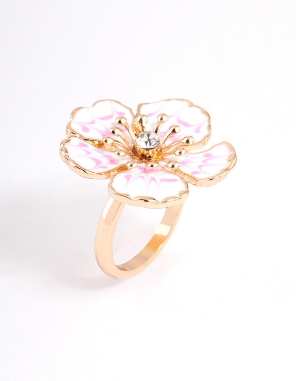 Gold Hibiscus Flower Ring