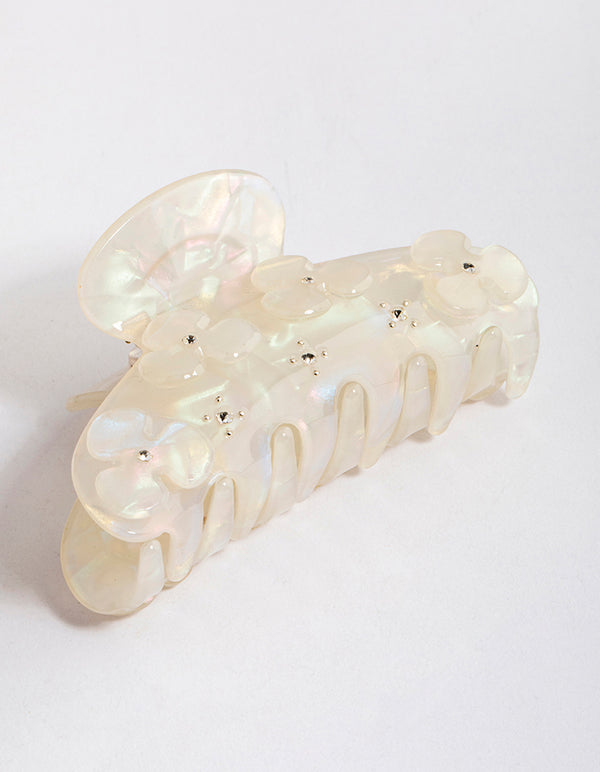 Acrylic Flower Diamante Hair Claw Clip