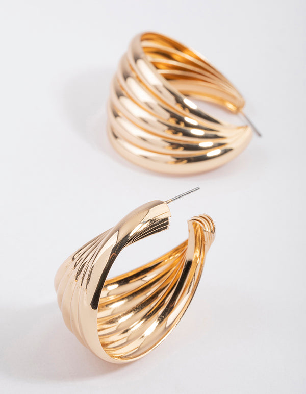 Gold Twisted Hoop Earrings