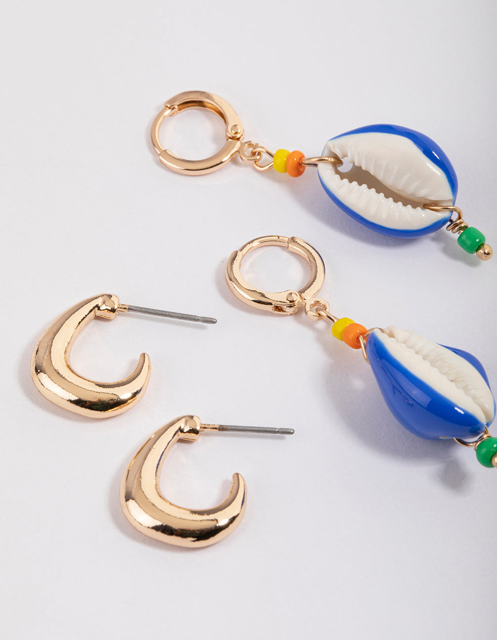 Blue Coloured Shell Earrings Pack