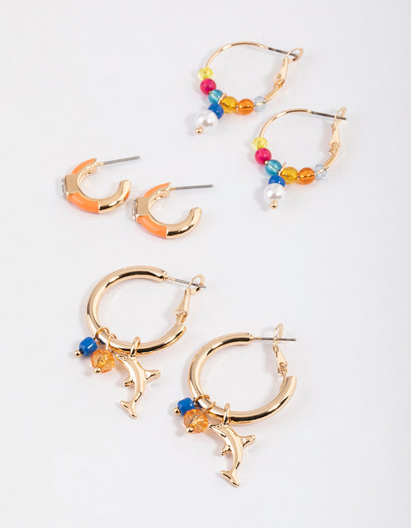 Gold Dolphin Earrings Pack