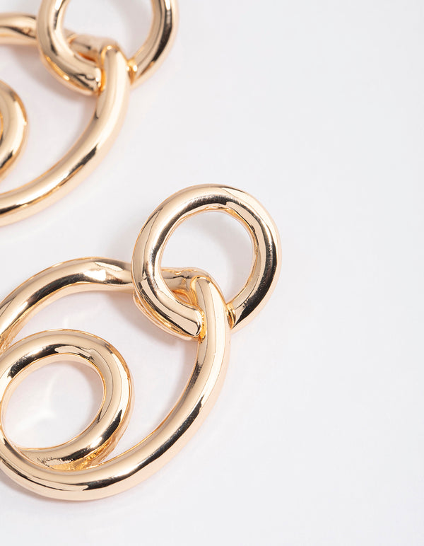Gold Swirl Statement Earrings
