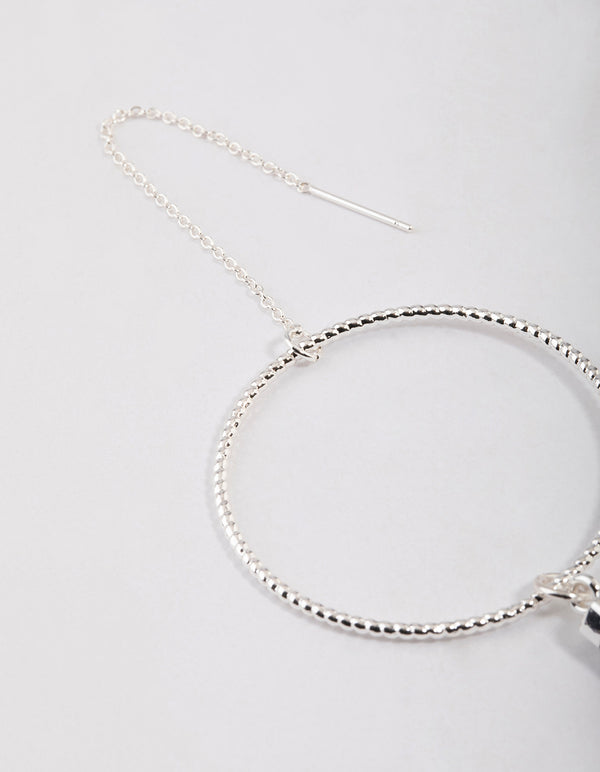 Silver Amethyst Hoop Threaded Earrings