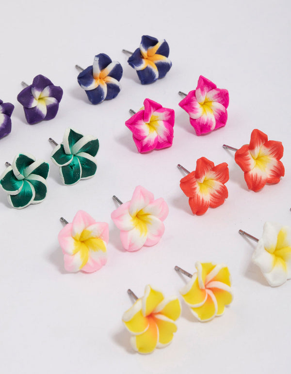 Bright Frangipani Stud Earrings 8-Pack