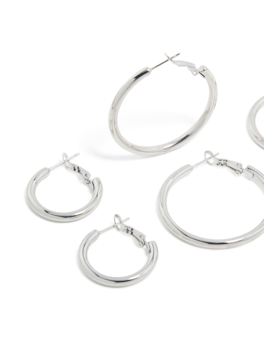 Waterproof Stainless Steel Large Basic Hoop Earrings Pack