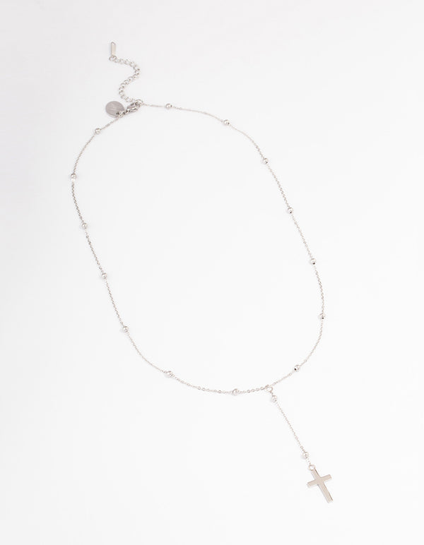 Waterproof Stainless Steel Drop Ball Cross Y-Necklace