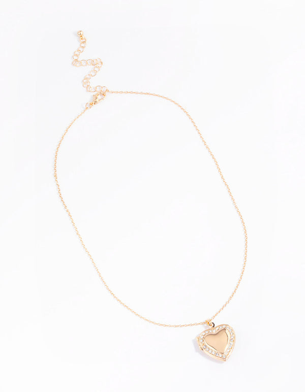 Gold Diamante Twisted Locket Necklace