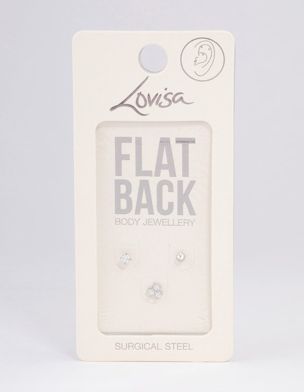 Surgical Steel Cubic Zirconia Fan Flat Back Pack