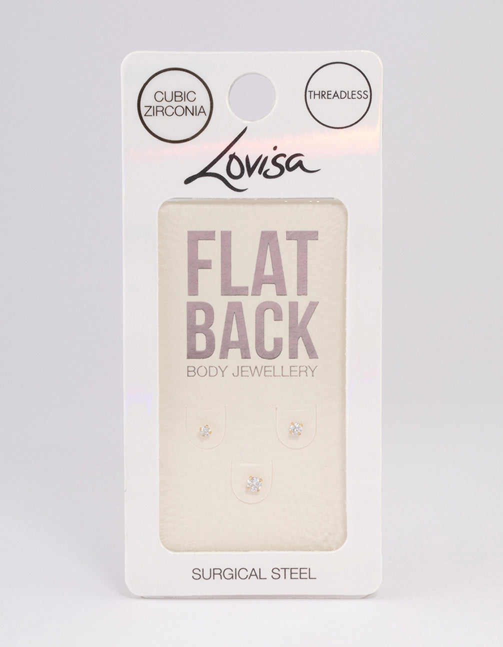 Gold Plated Surgical Steel Cubic Zirconia Stud Flat Back Pack