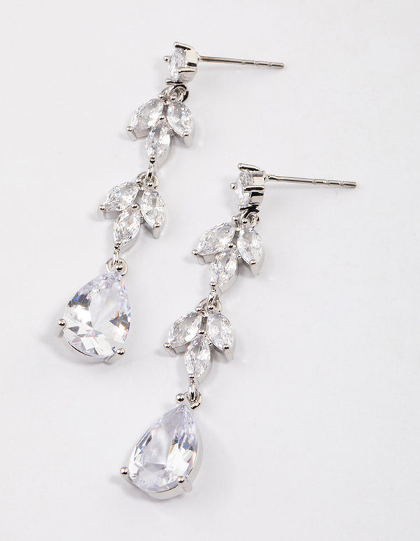 Silver Double Vine Teardrop Earrings