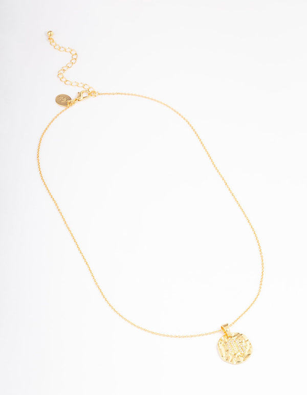 Gold Plated Scorpio Coin Pendant Necklace