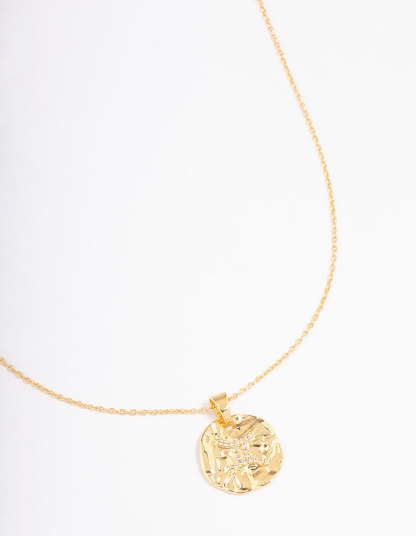 Gold Plated Gemini Coin Pendant Necklace