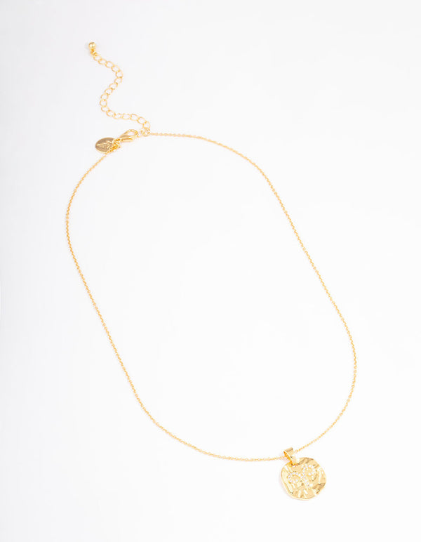 Gold Plated Aries Coin Pendant Necklace