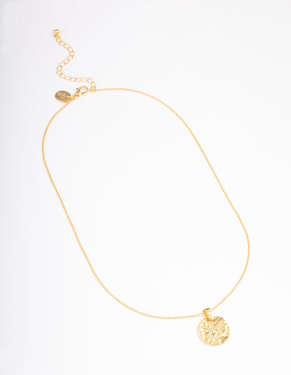 Gold Plated Taurus Coin Pendant Necklace