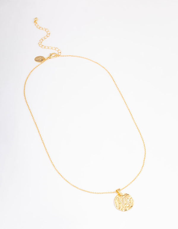 Gold Plated Capricorn Coin Pendant Necklace