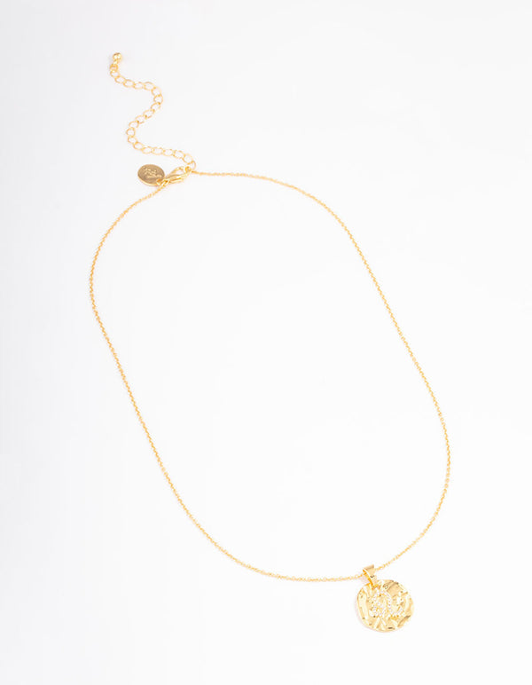 Gold Plated Leo Coin Pendant Necklace