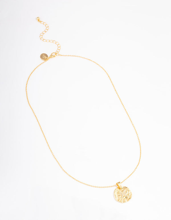 Gold Plated Pisces Coin Pendant Necklace