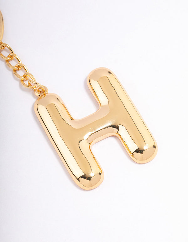 Gold Plated Letter 'H' Initial Key Ring