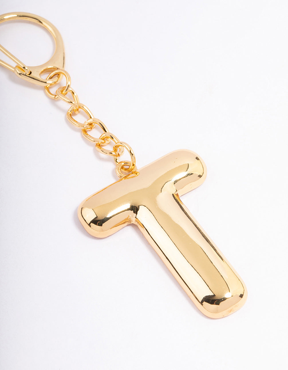Gold Plated Letter 'T' Initial Key Ring