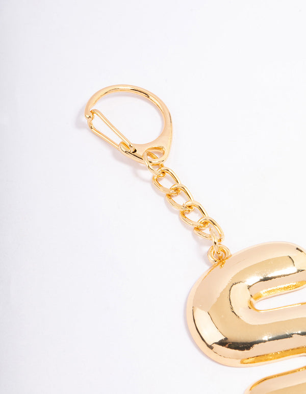 Gold Plated Letter S Key Chain