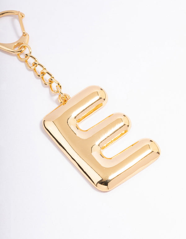 Gold Plated Letter E Key Chain
