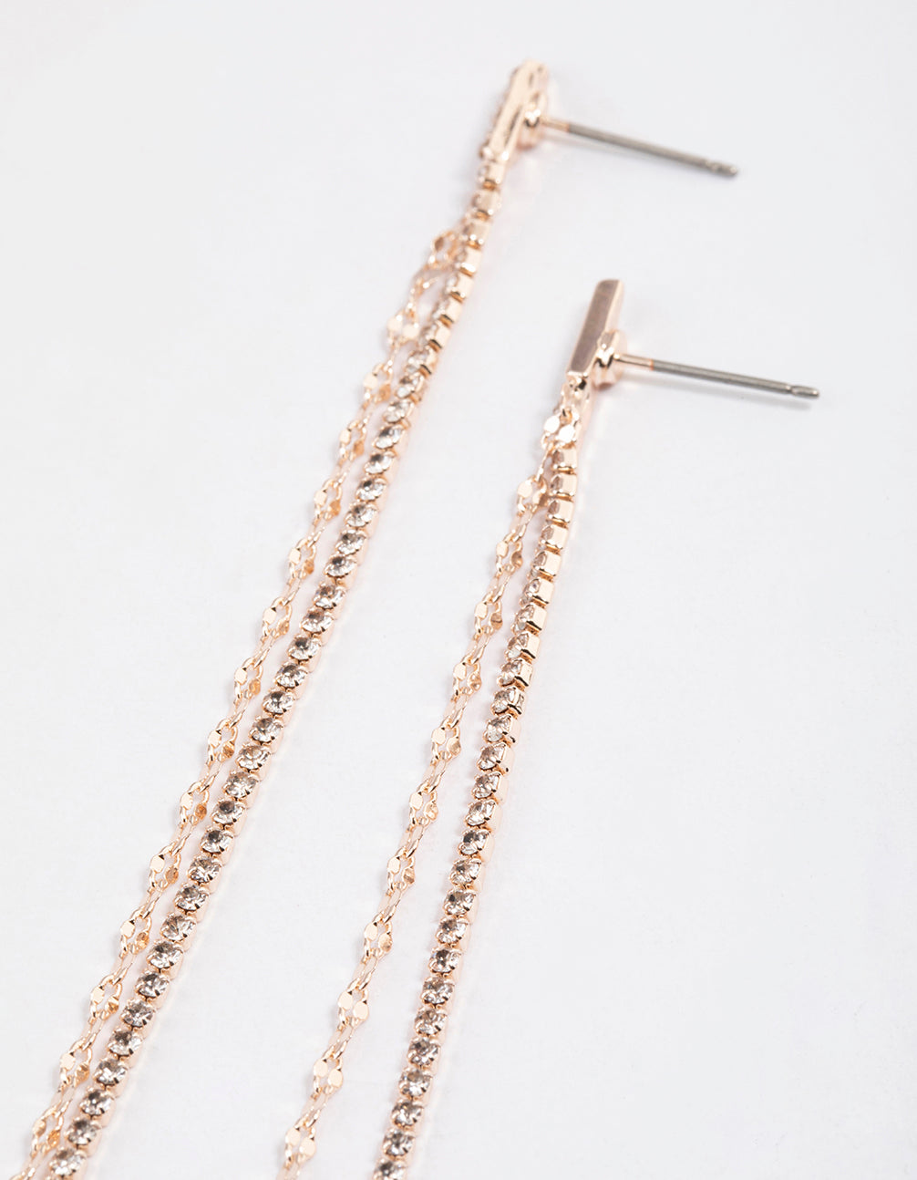 Rose Gold Chain & Cupchain Drop Earrings
