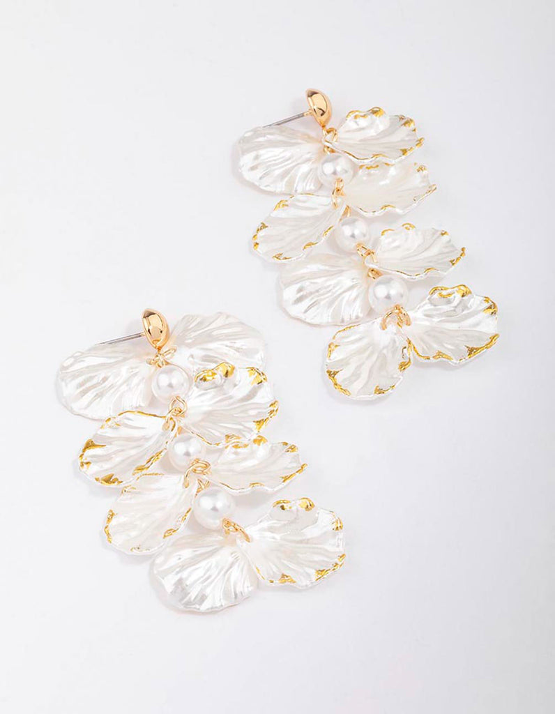 Gold Pearlised Petal Drop Earrings Lovisa gold-pearlised-petal-drop-earrings-lovisa