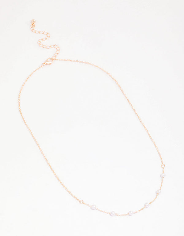 Rose Gold Dainty Pearl Necklace