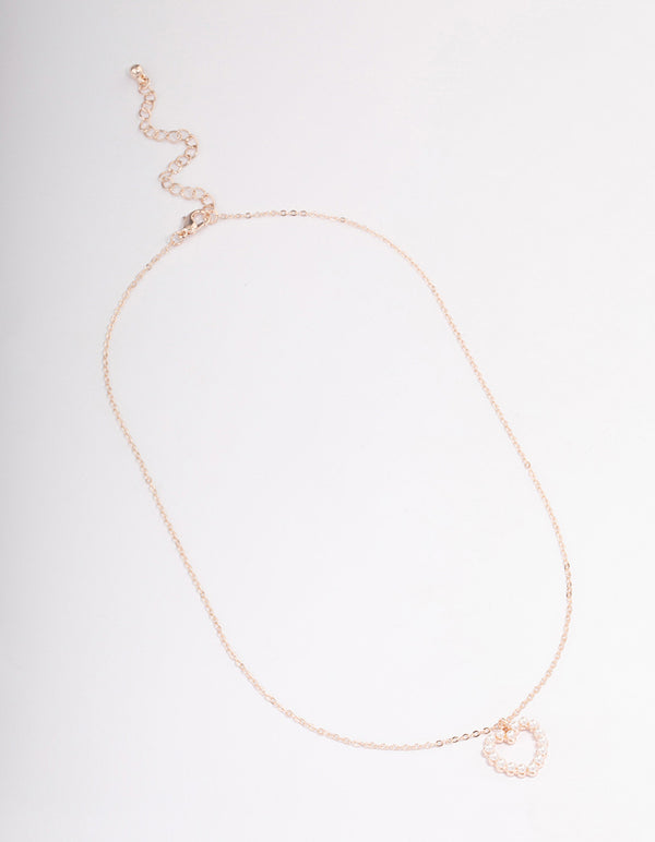 Rose Gold Pearl Heart Necklace