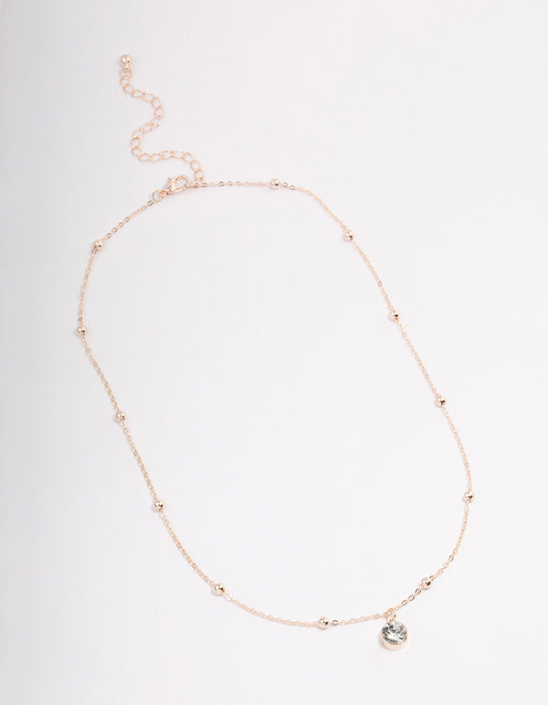Rose Gold Diamante Satelite Chain Necklace