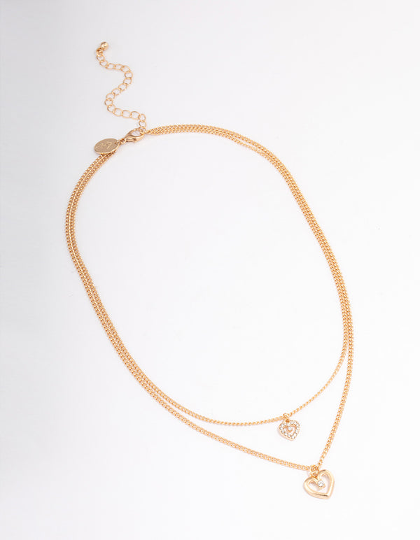 Gold Chain Heart Diamante Necklace