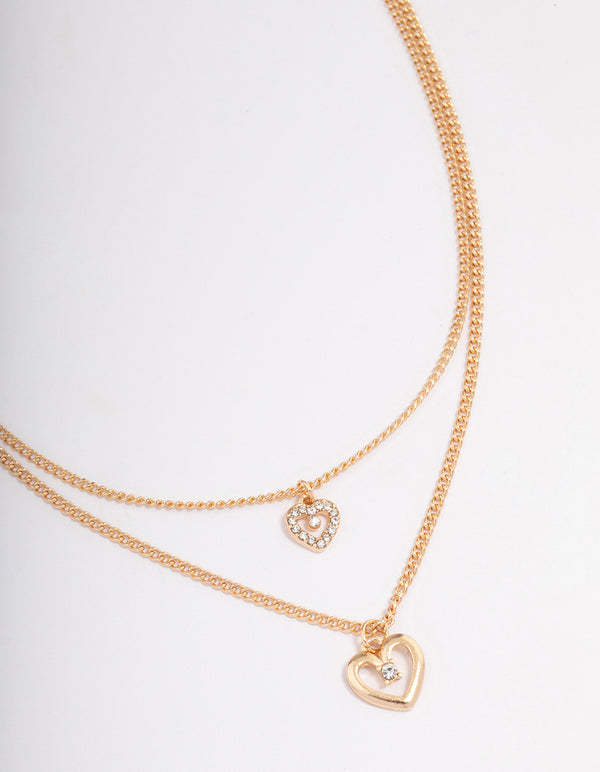 Gold Chain Heart Diamante Necklace