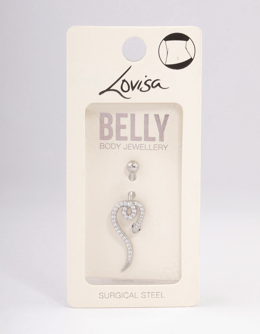 Surgical Steel Cubic Zirconia Serpent Belly Ring
