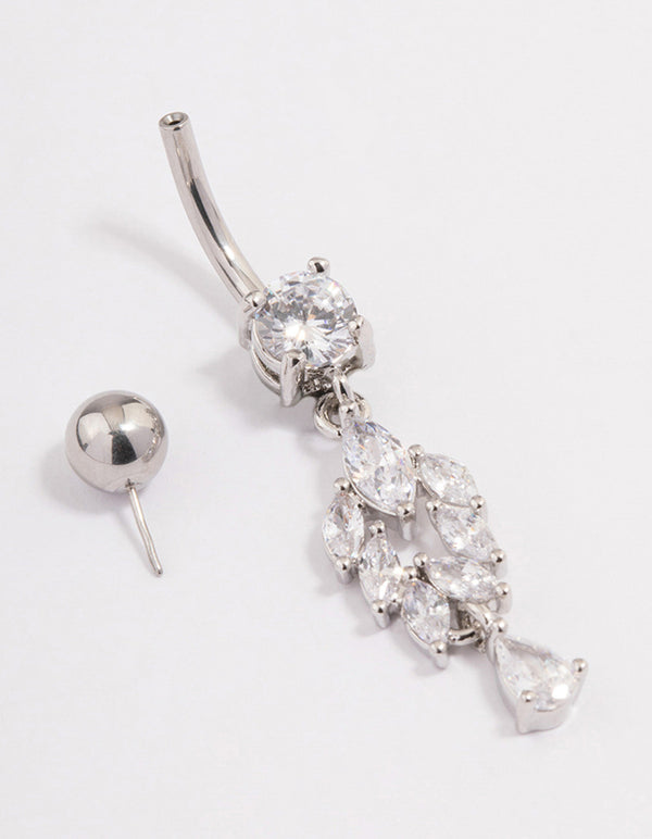 Surgical Steel Cubic Zirconia Tear Chain Belly Ring