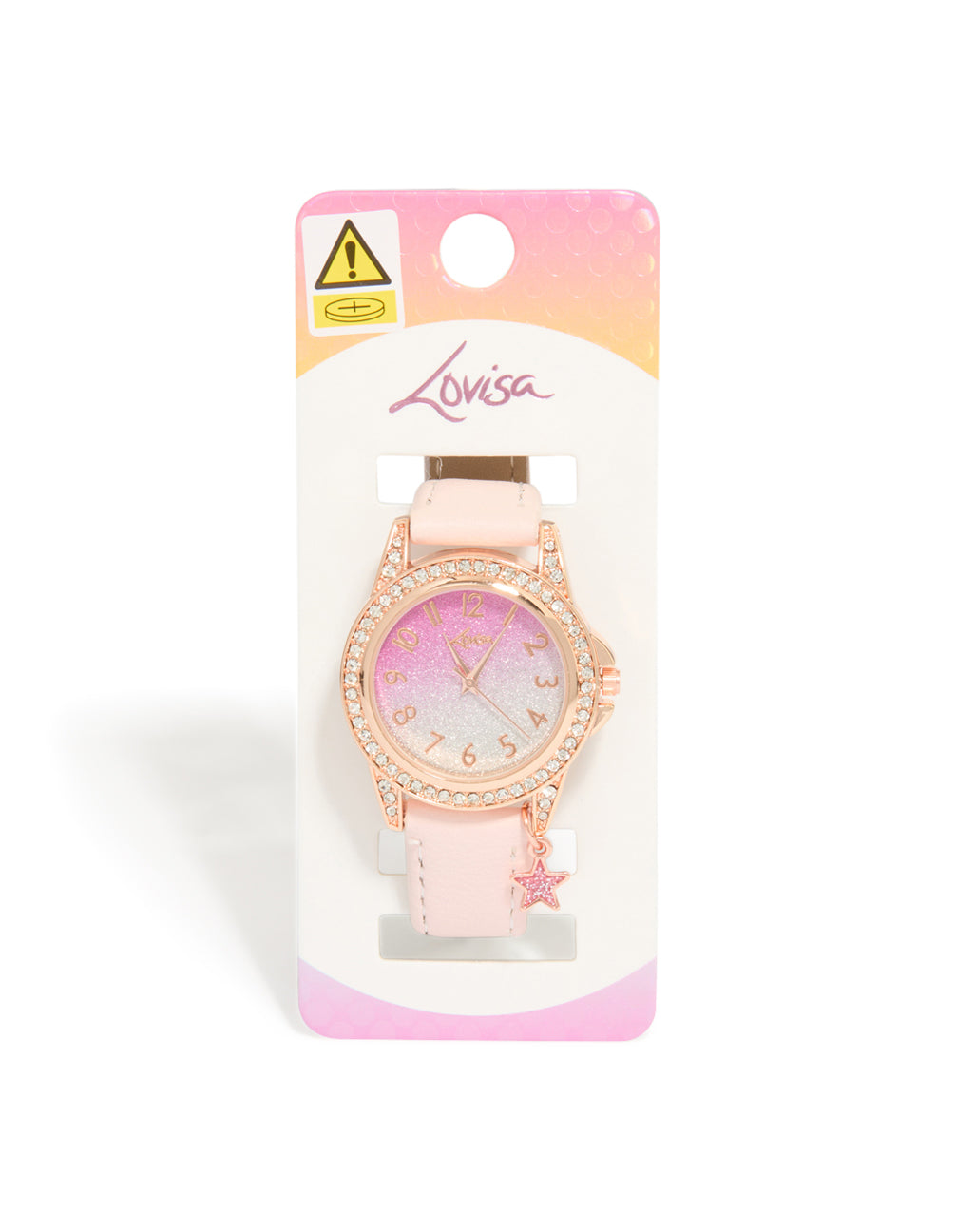 Kids Rose Gold Star Glitter Faux Leather Watch