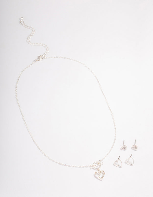 Silver T&O Heart Jewellery Set