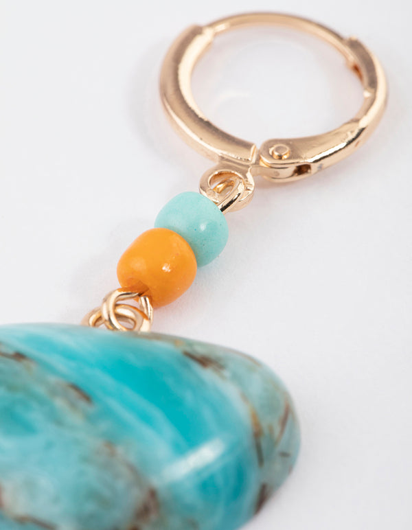 Gold Turquoise Heart Drop Earrings