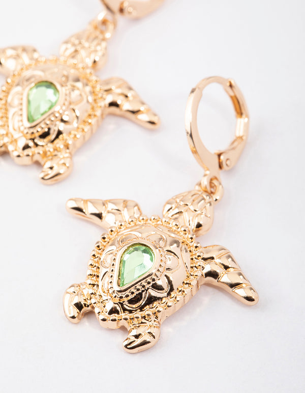 Gold Sea Turtle Drop Earrings
