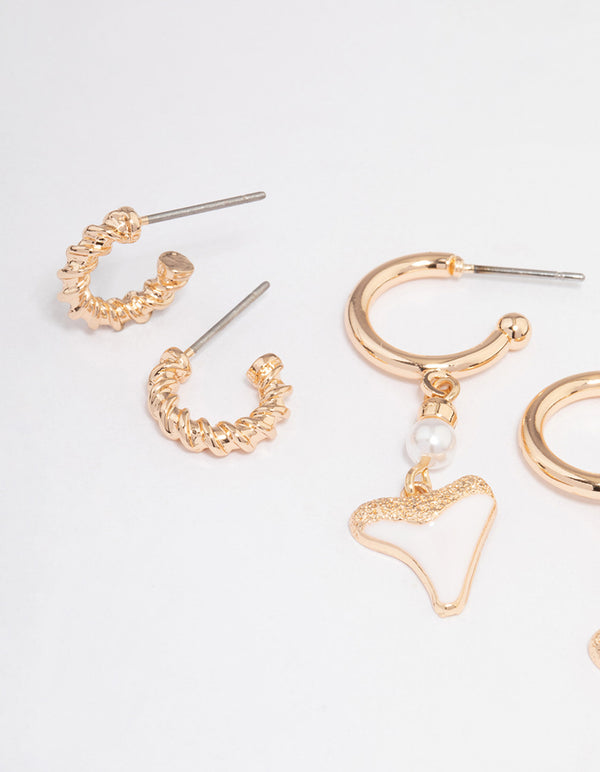 Gold Shark Tooth Earrings 4-Pack