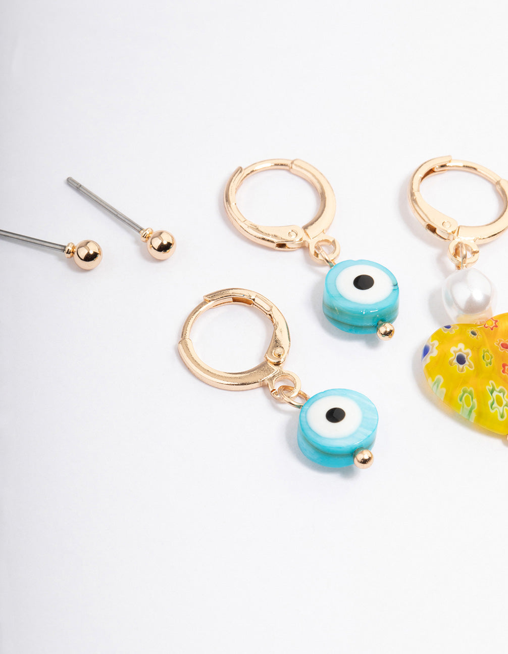 Gold Evil Eye Earrings 4-Pack