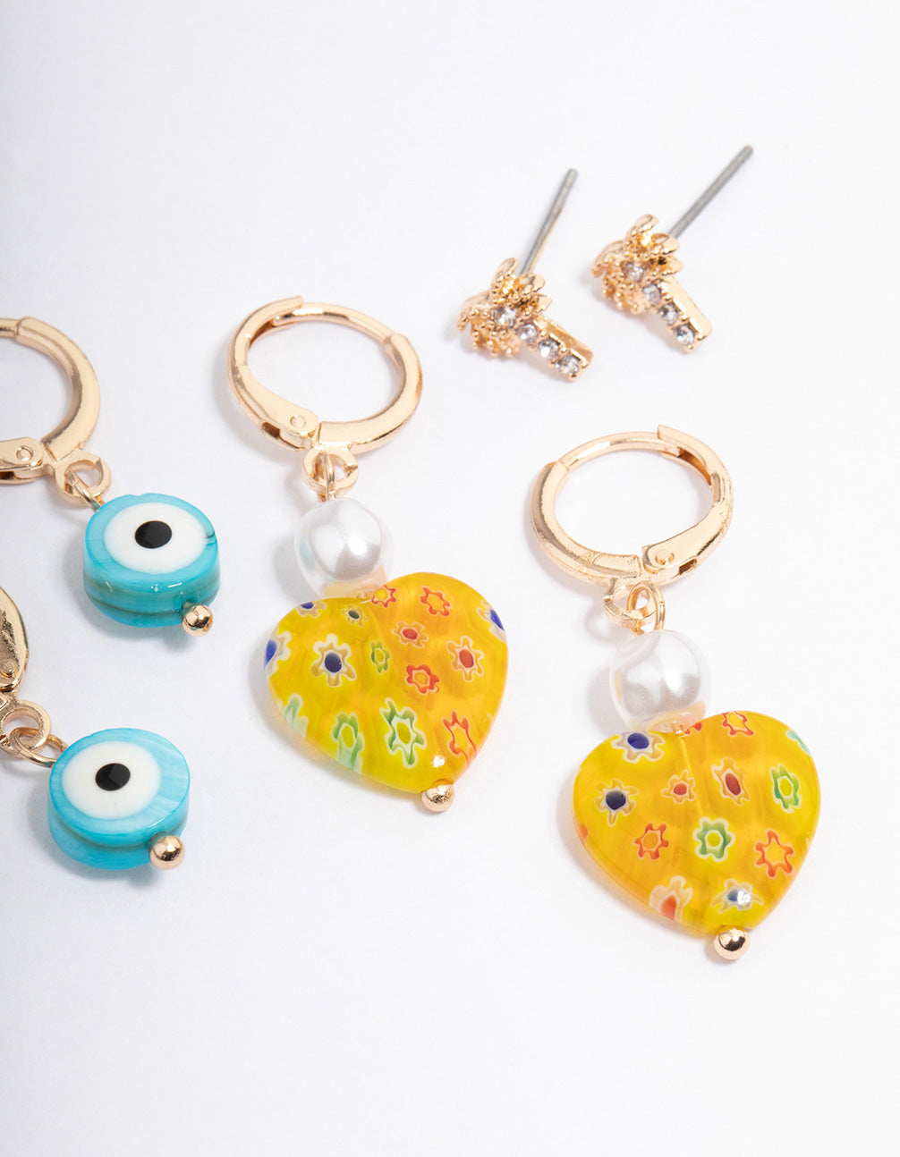 Gold Evil Eye Earrings 4-Pack