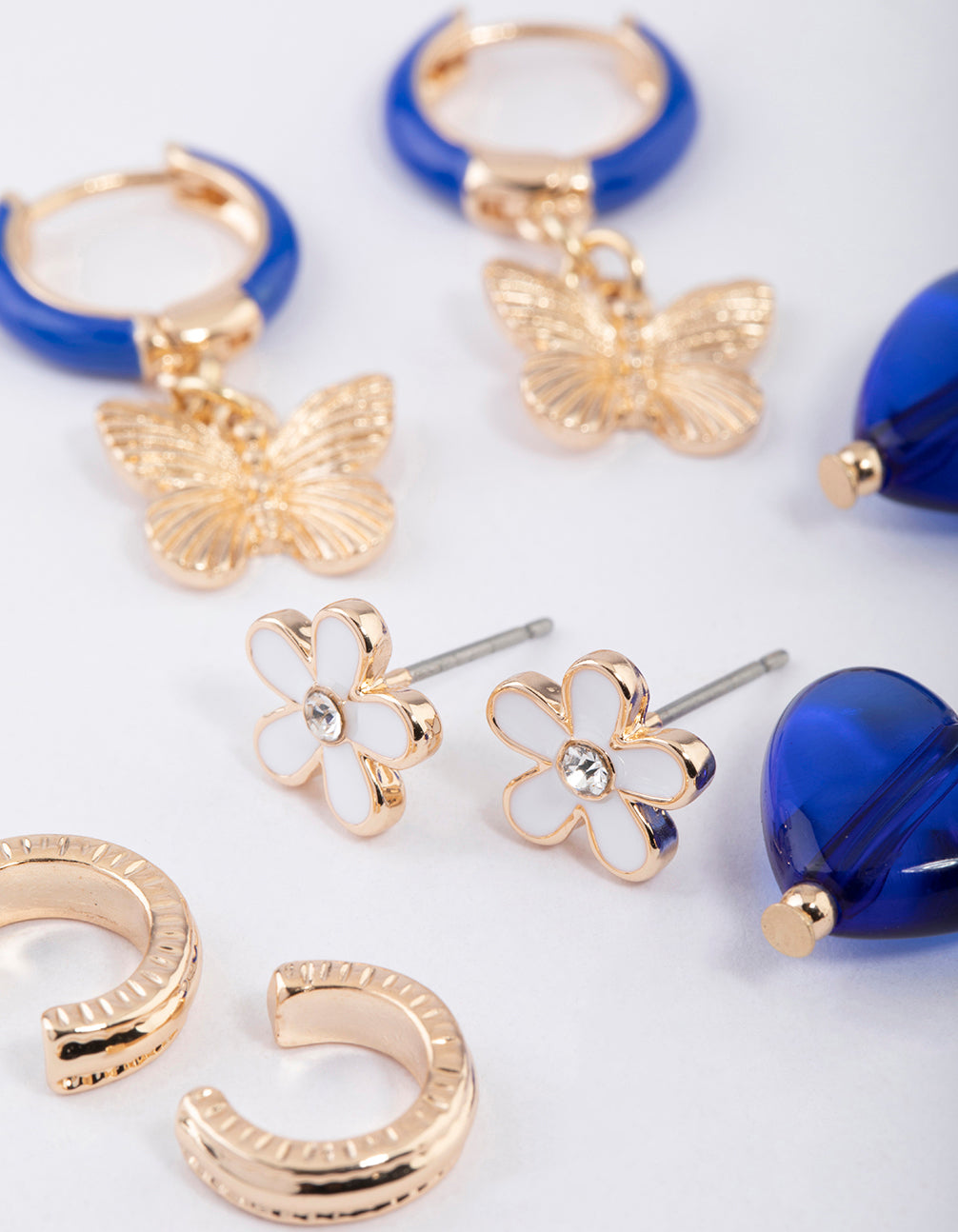 Gold Butterfly & Daisy Earrings 4-Pack