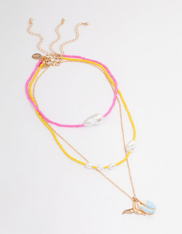 Gold Statement Pearl Layered Necklace