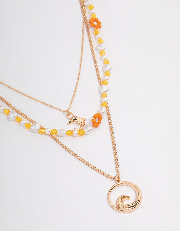 Gold Tidal Wave Layered Necklace