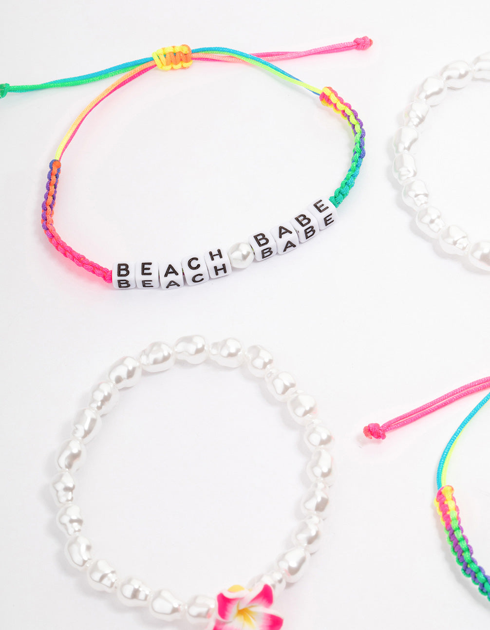 Beaded Block Letter Bracelet 4-Pack